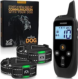 INVIROX X2 Dog Shock Collar for Large Dogs 2023 Edition 123 Levels Dog Training Collar 1100Yards Range 100 Waterproof Rechargeable Shock Collar