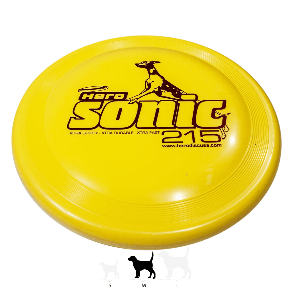 HERO SONIC FRISBEE - XTRA 215 DISTANCE YELLOW - INVIROX DOG TRAINING GEAR